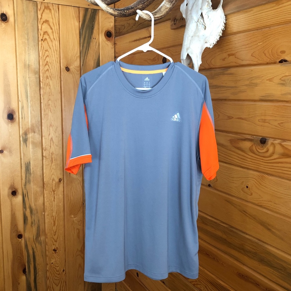 ADIDAS ClimaLite mens T-shirt grey and orange